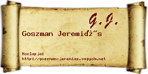 Goszman Jeremiás névjegykártya